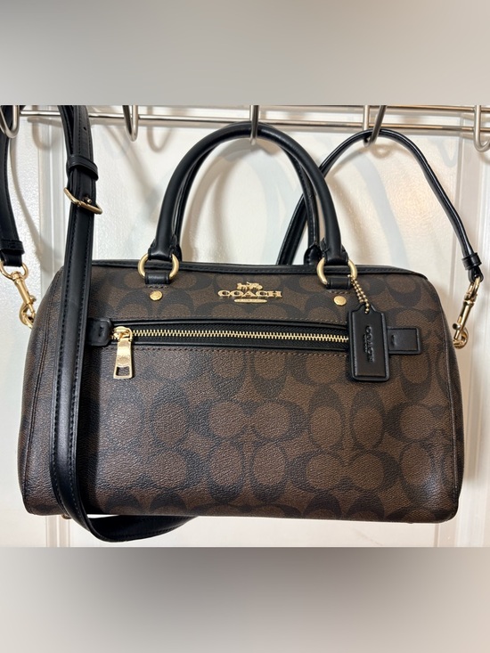 Coach Handbags - Coach Rowan Satchel Crossbody Signature Canvas Brown/Black F83607